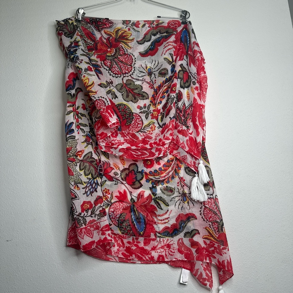 Palm Beach Boutique Floral Scarf - Red and White
